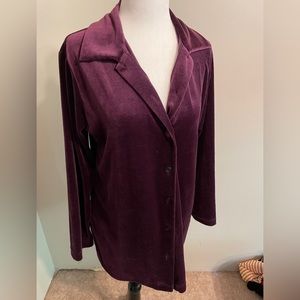 Vintage SMW Purple Velour button front Shacket Top